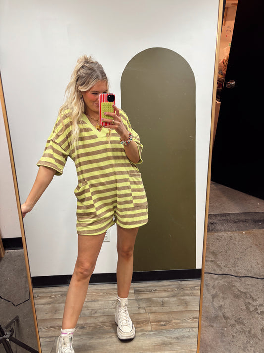 Cris Terry Stripe Romper