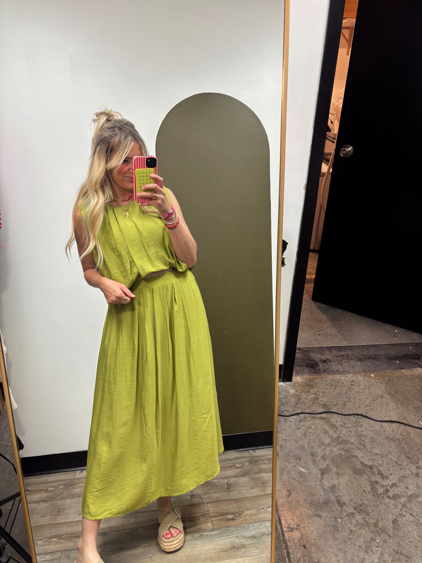 Evangalene Skirt Set (Avocado)