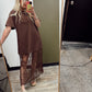 Lace Patchwork Maxi Dress (Brown)