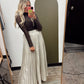 Mila Embellished Mock Neck Top (Brown)