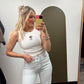 Western Motif Crop Tank (White)