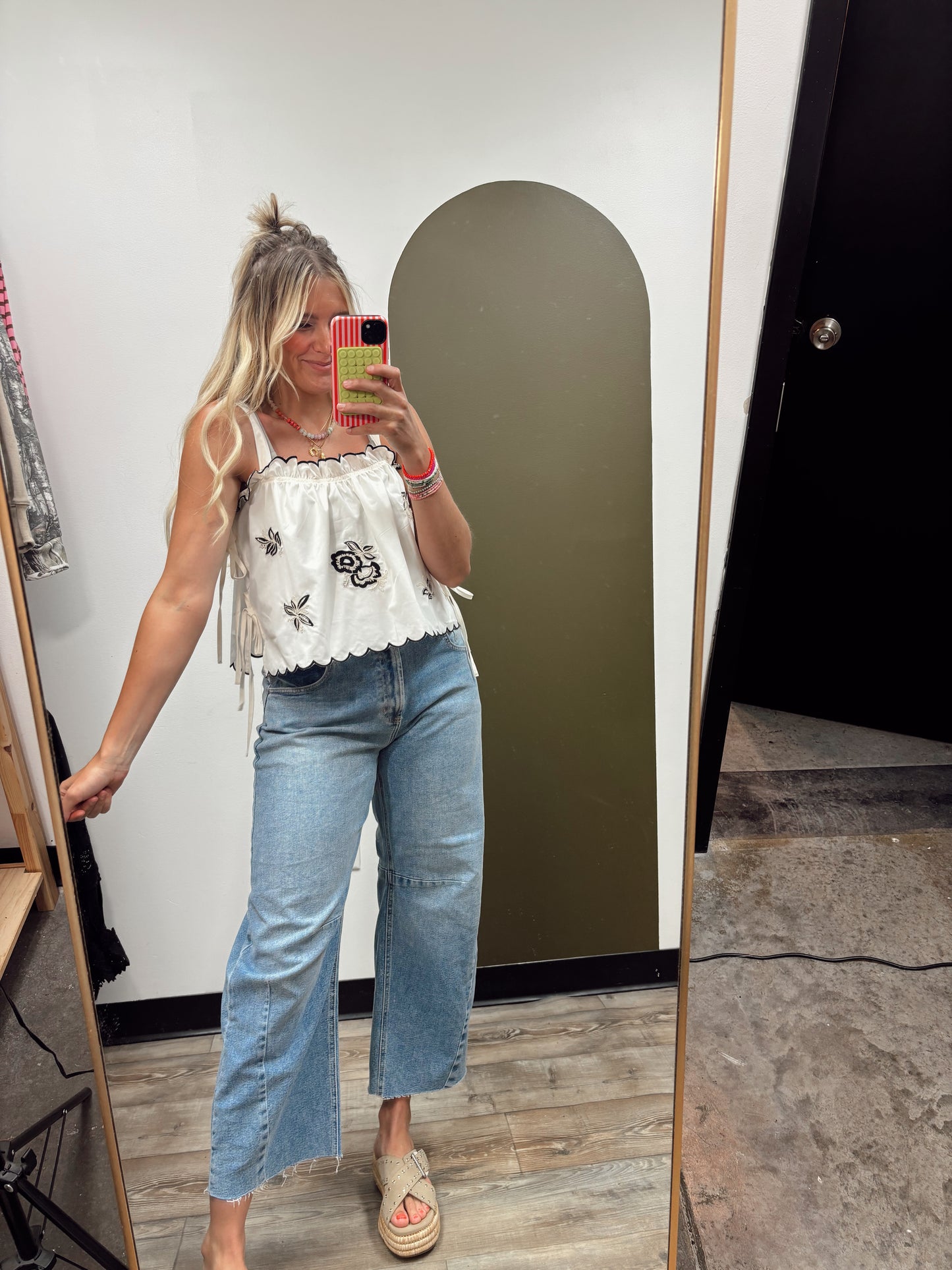 Leaf Tie Emb Top