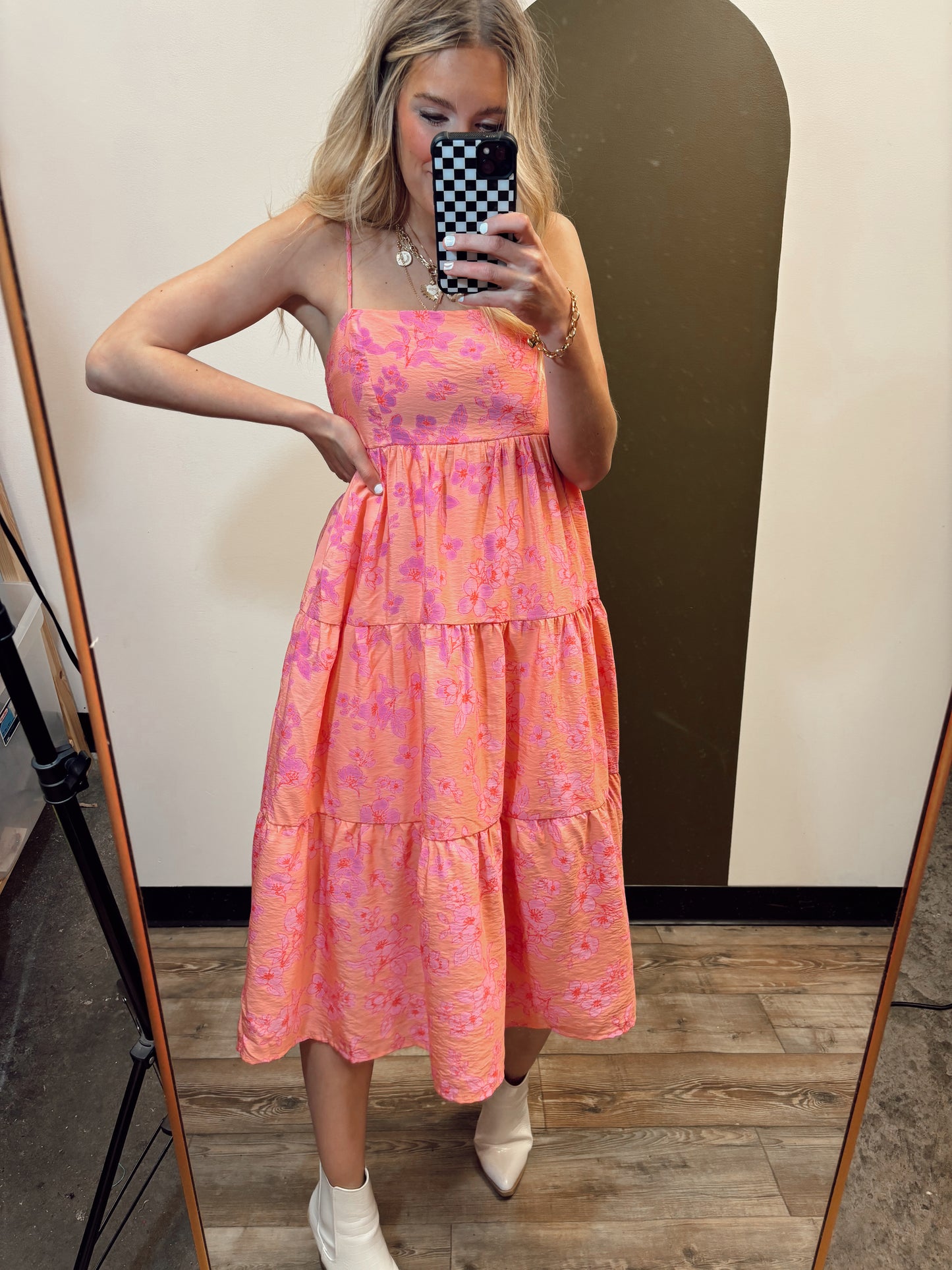 Punchy Pink Midi Dress