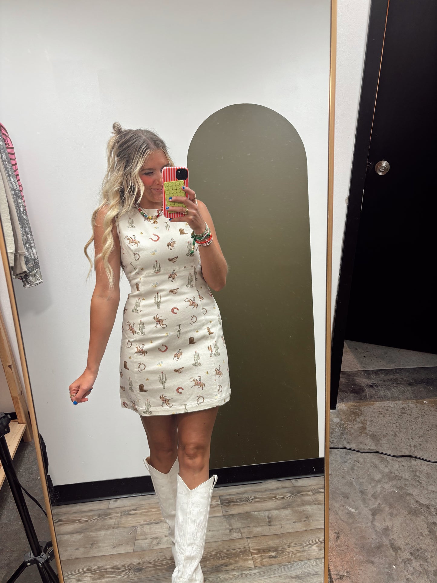 Western Print Mini Dress
