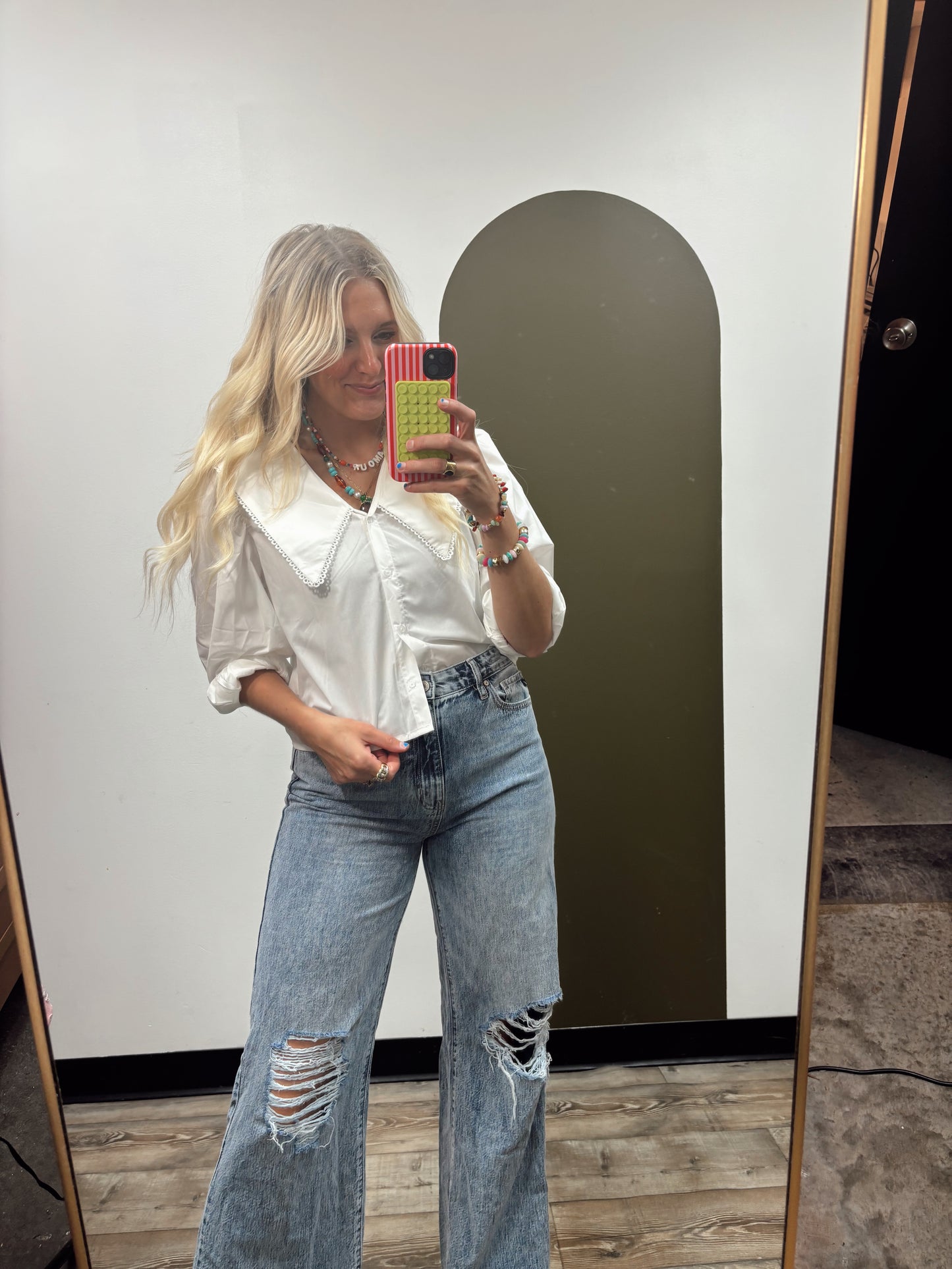 Raelyn Collared Top (White)