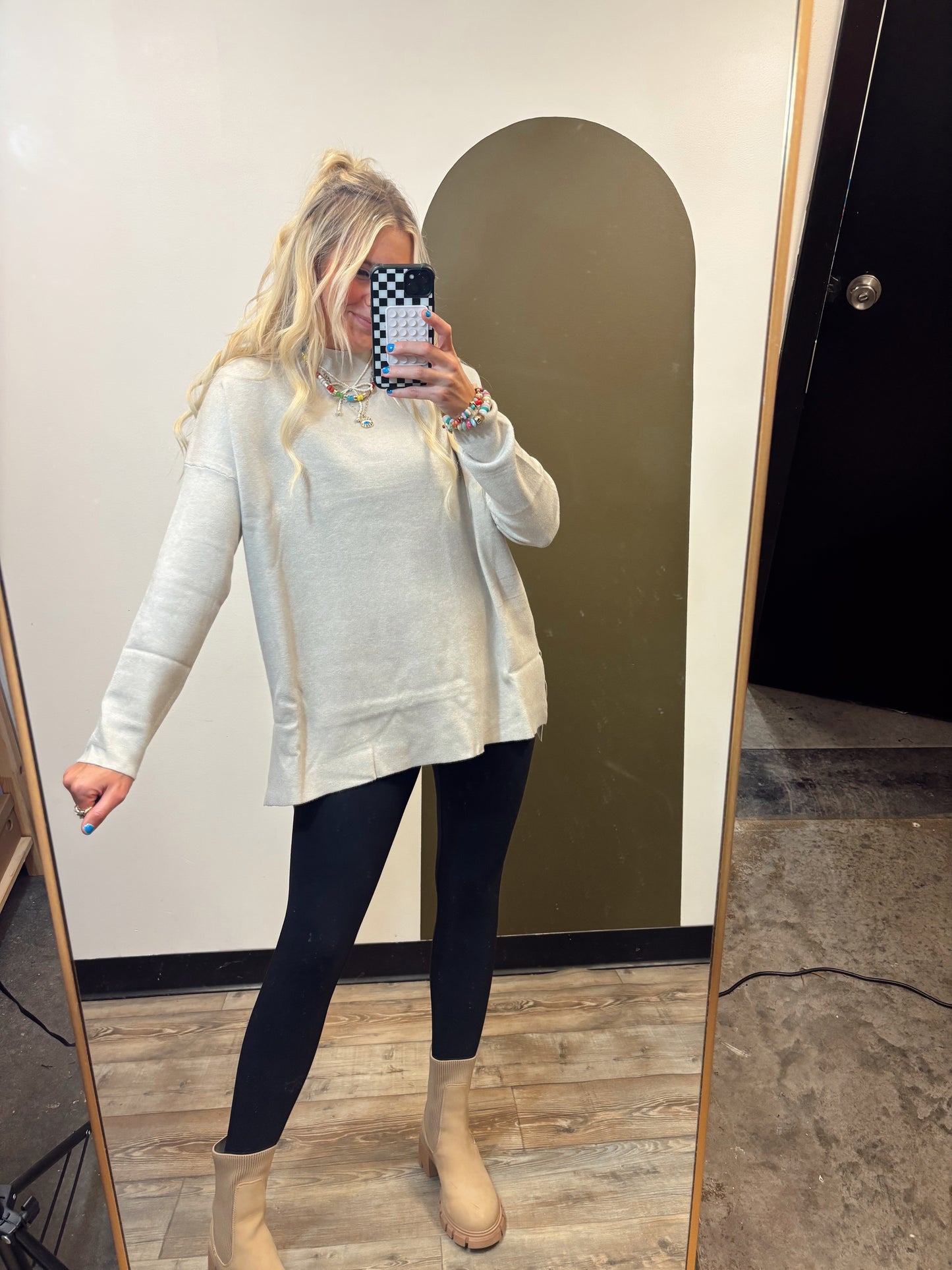 Aspen Mock Neck Sweater (Grey)