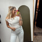 Cowl Neck Detail Top (White)