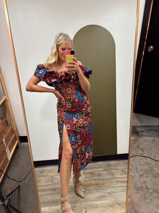 Cali Off Shoulder Midi Dress