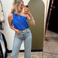 Why Knot One Shoulder Top (Blue)