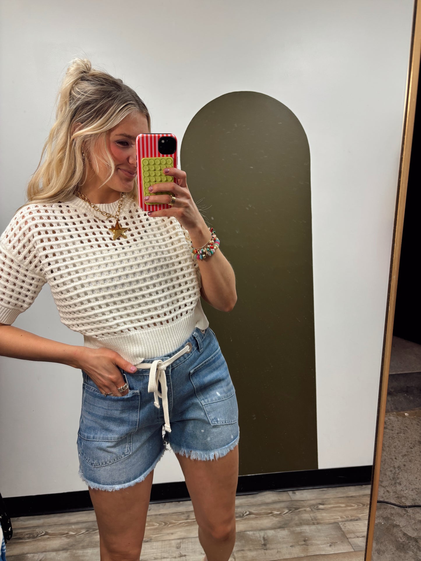 Alina Cropped Crochet Top (Cream)