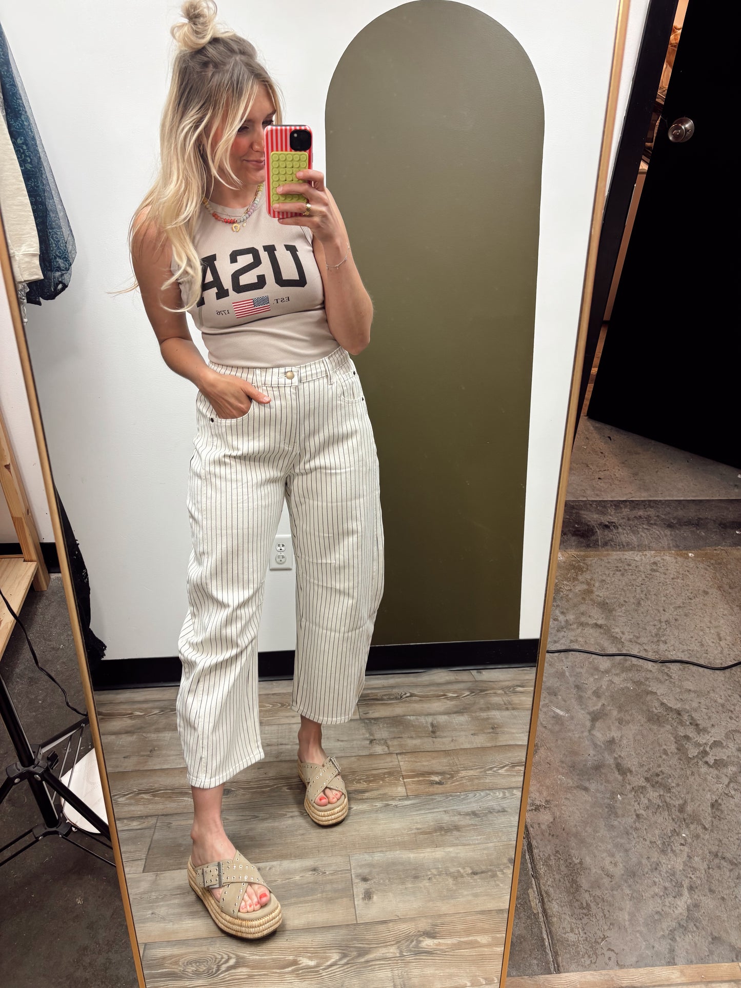 Pinstripe Barrel Pant