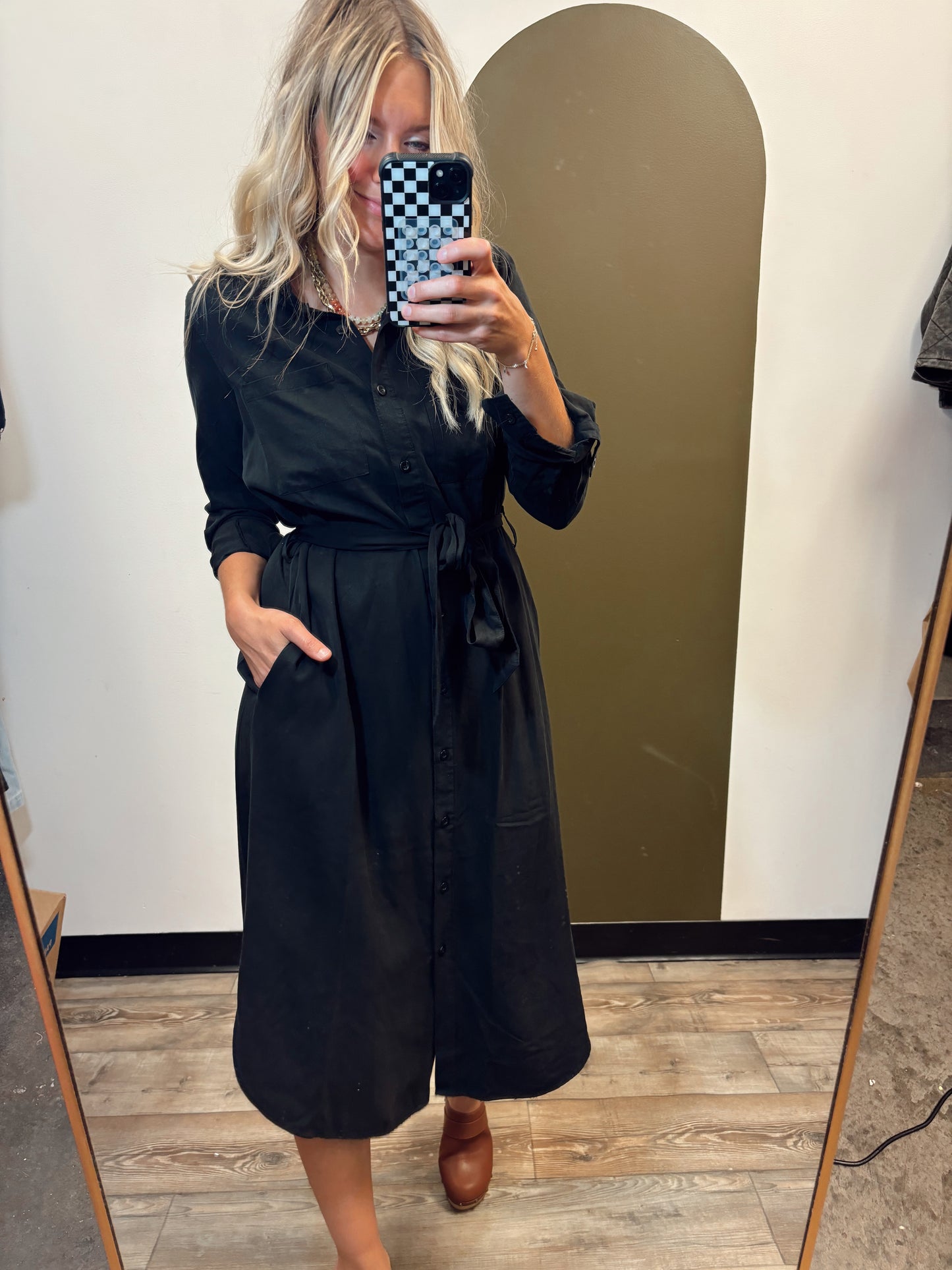 Maeve Button Down Dress (Black)
