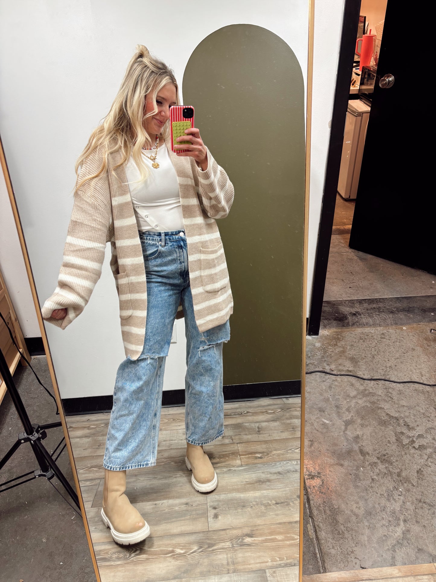 Logan Stripe Sweater (Taupe)
