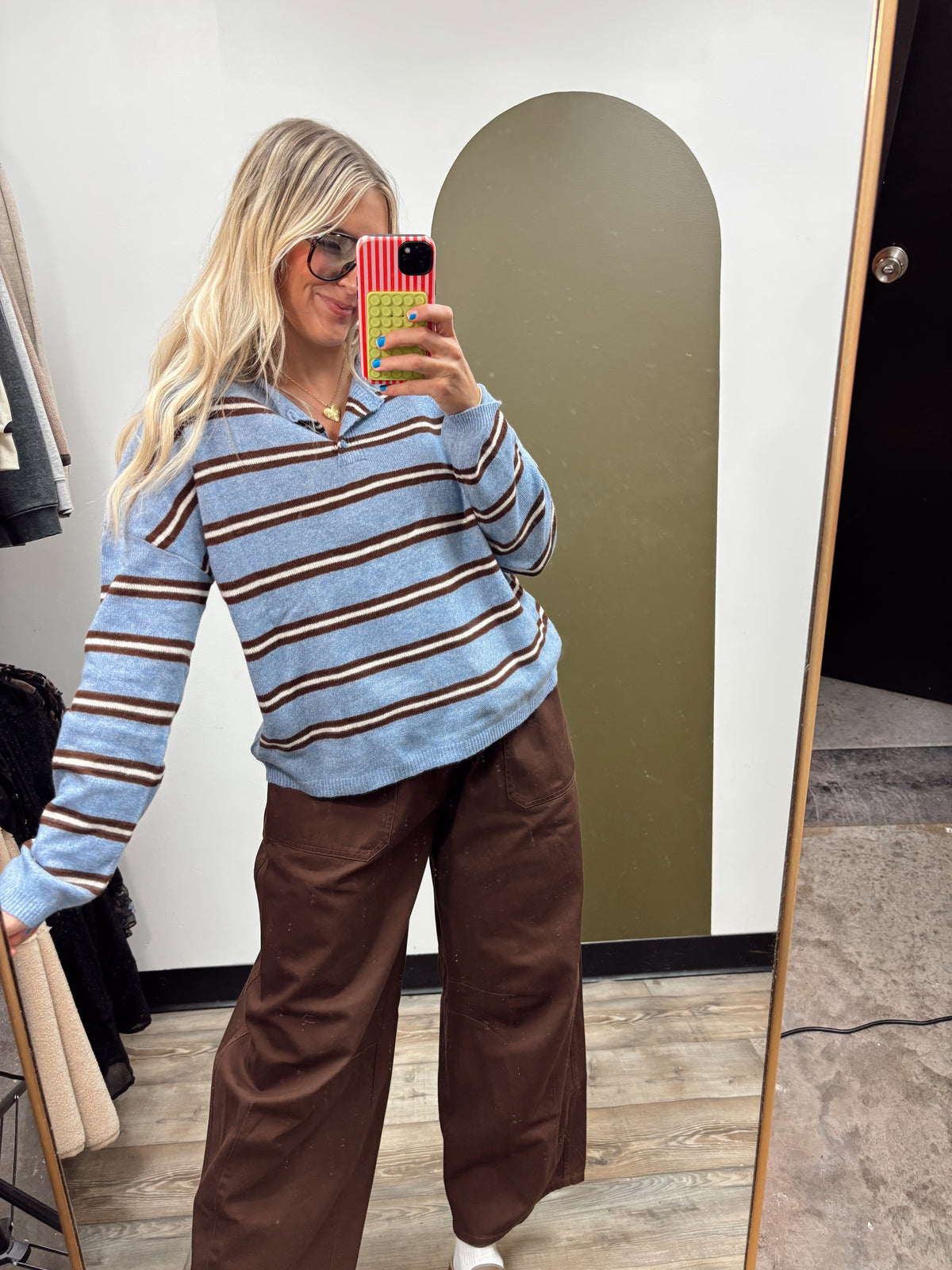 Hadley Stripe Sweater (Blue/Brown)
