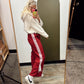 Bow On Bottom Track Pant (Red)