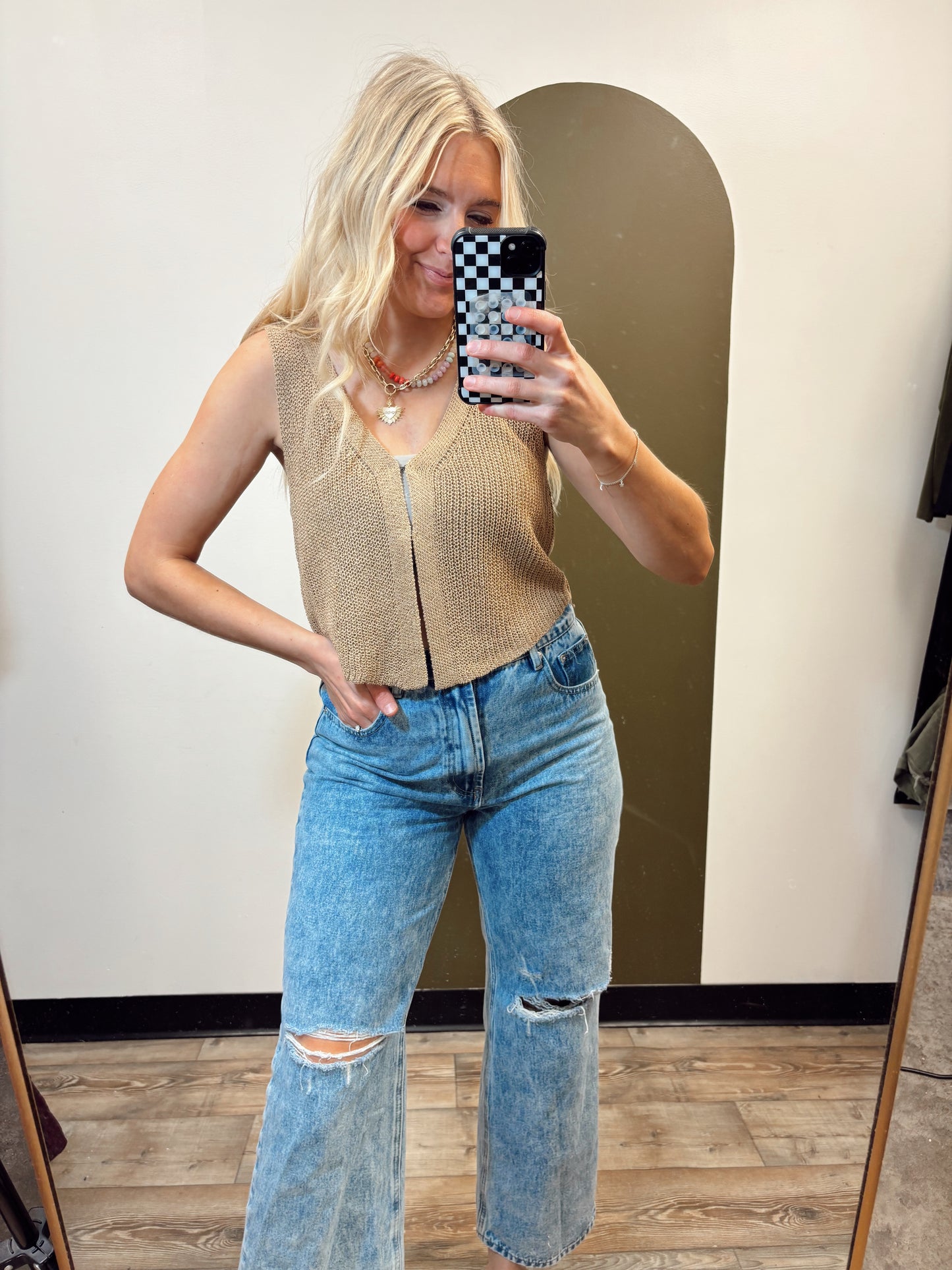 Cassandra Knit Vest (Tan)