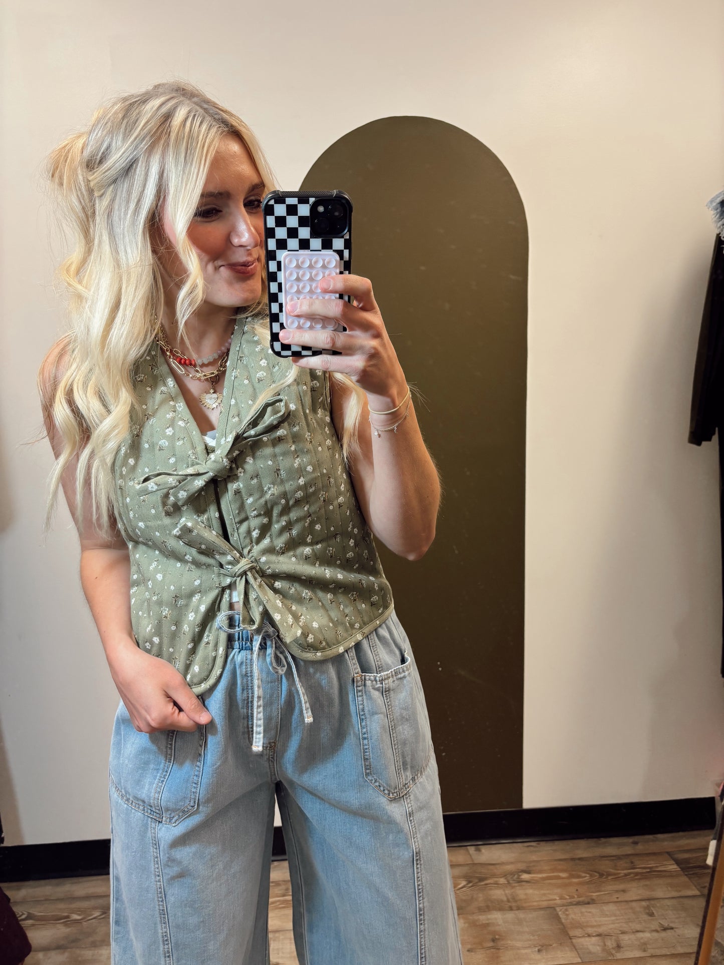 Wanda Tie Quilt Vest (Green)