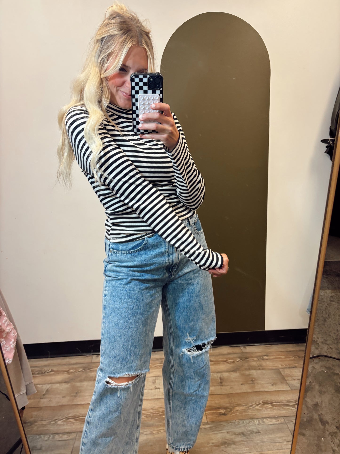 Lydia Stripe Top (B&W)