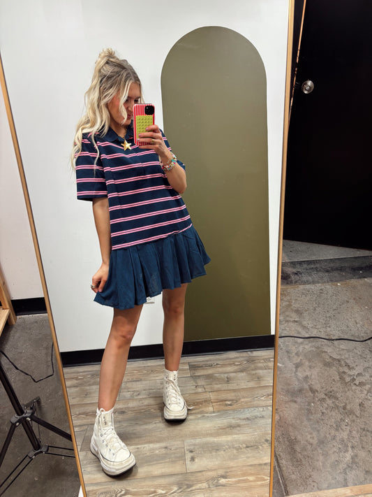 Play Ball Combo Dress (Navy)