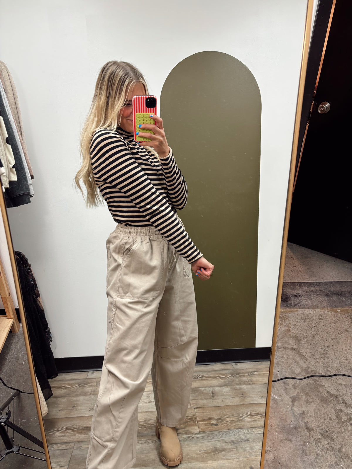 Becca Mock Neck Stripe Top
