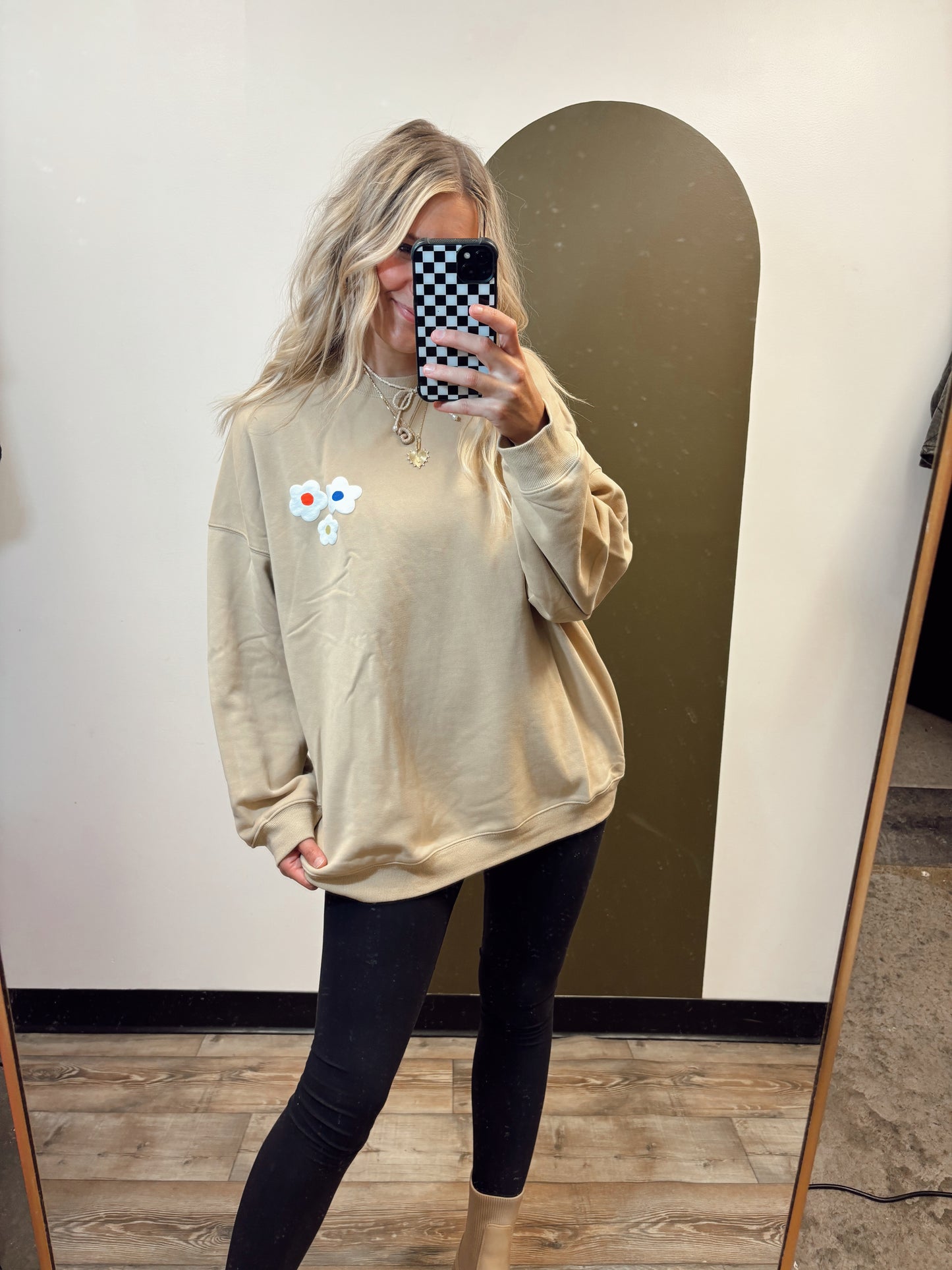 Graphic Be Love Pullover (Taupe)