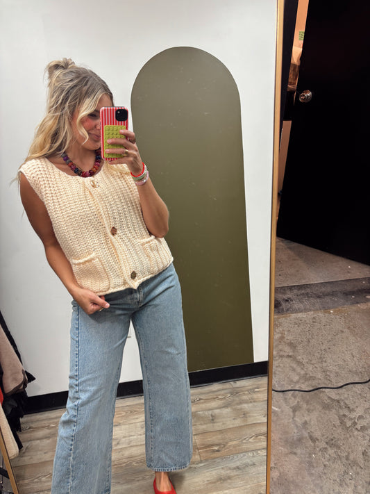Luz Gold Button Knit Top