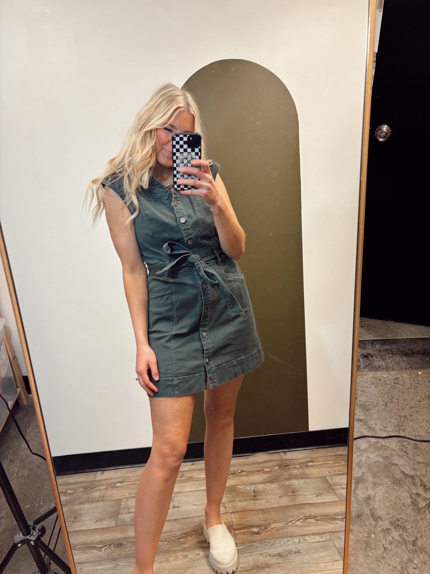 Kathleen Button Dress (Grey)