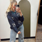 Adaline Flower Stitch Sweater (Navy)