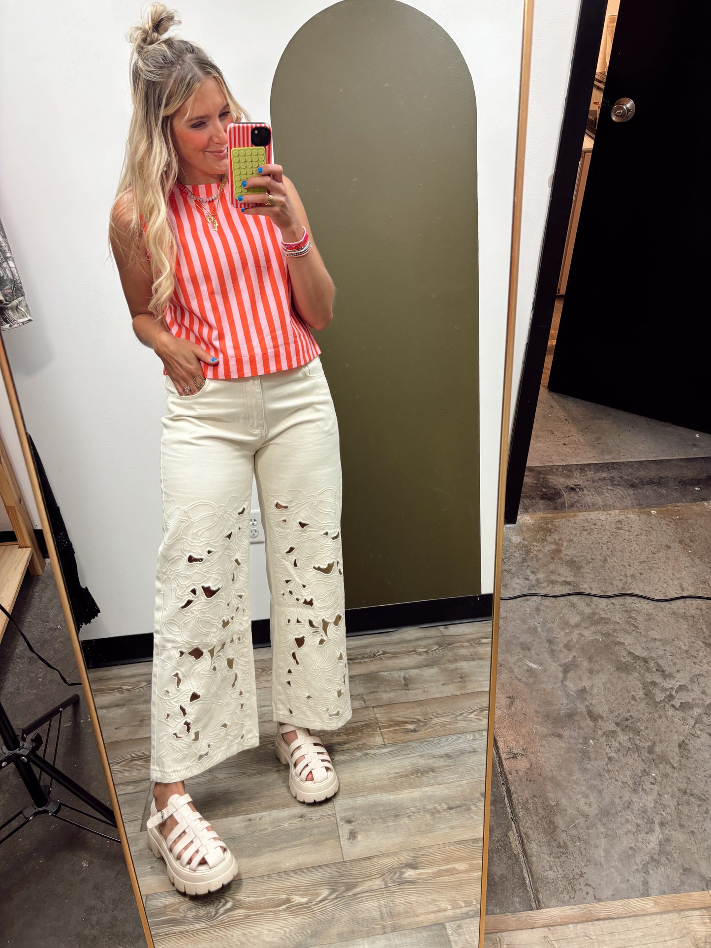 Laser Embroidered Pant (Cream)