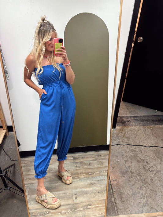 Capri Balloon Jumpsuit (Blue)