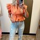 Penny Peplum Top (Coral)