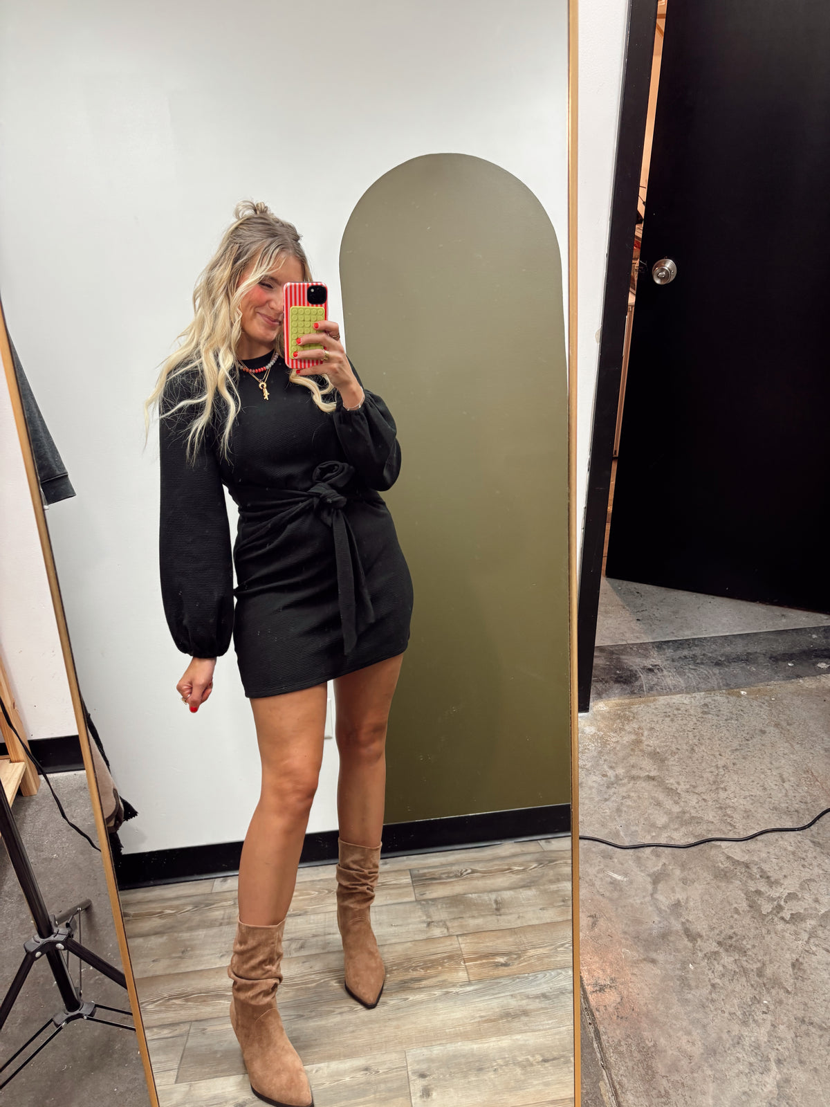 Sadie Front Tie Dress (Black)