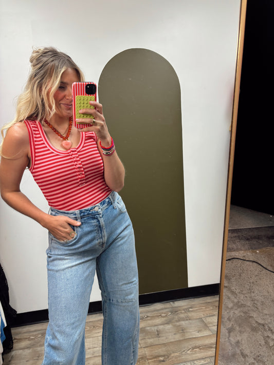 Krista Stripe Tank (Red/Pink)