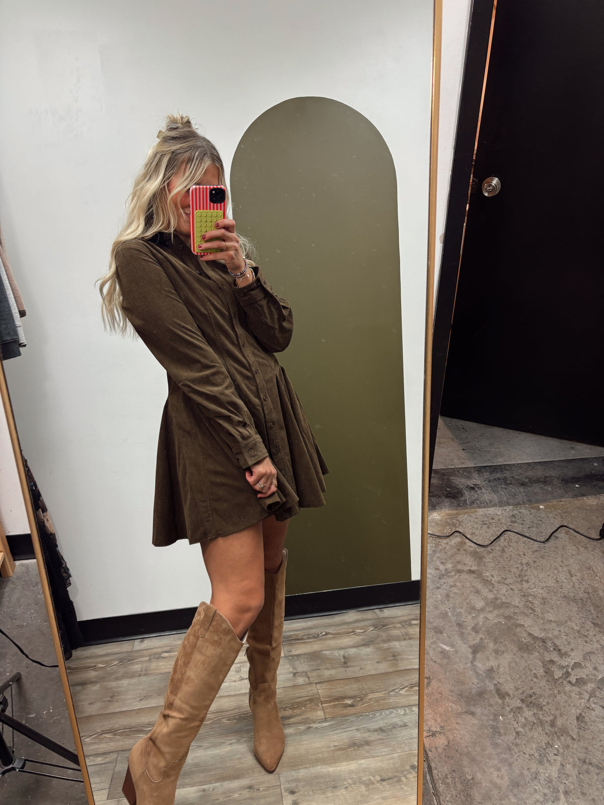 Carmine Cord Dress (Chocolate)
