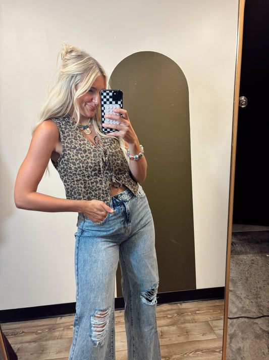 Nashville Nights Tie Vest (Leopard)
