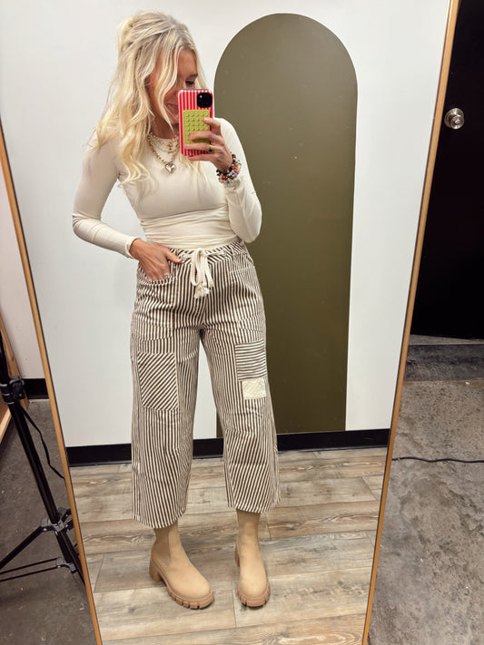 Stripe Barrel Pocket Pant