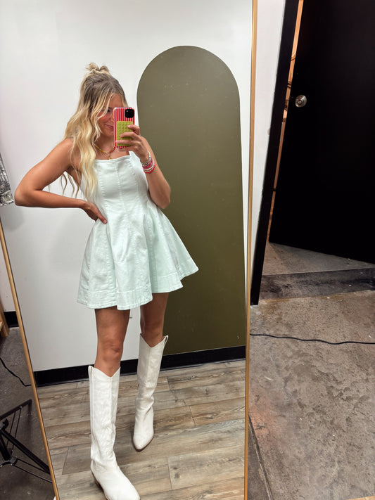 Palm Springs Mini Dress (Water Blue)