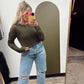 Scallop Fuzzy Button Cardigan (Olive)