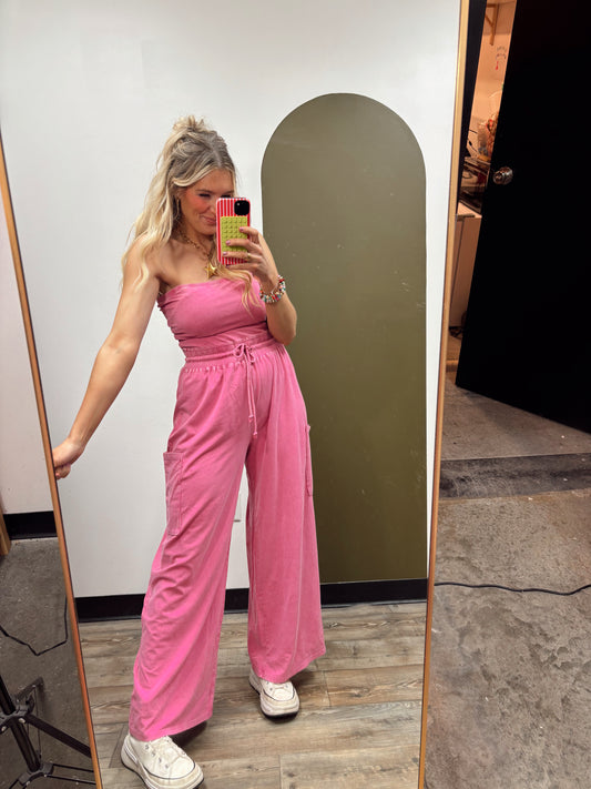 Free To Be Jumpsuit (Fuschia)