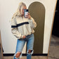 Undergrad Stripe Sweat Top (Taupe/Black)