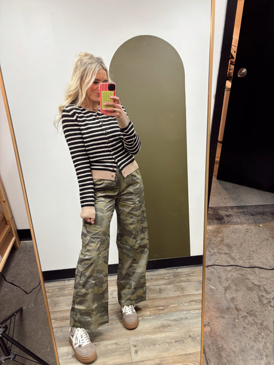 Ana Stripe Cardigan (Black)