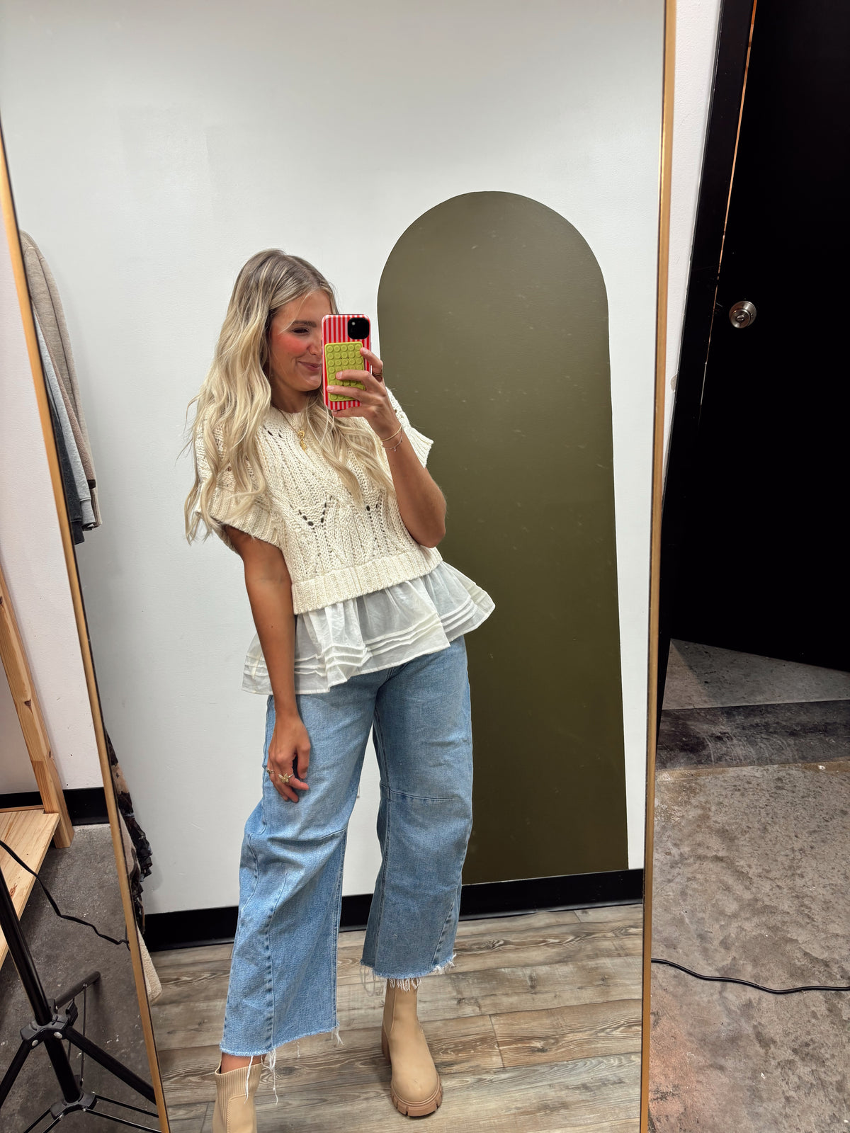 Cali Crochet Twofer Sweater Top