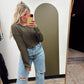 Scallop Fuzzy Button Cardigan (Olive)