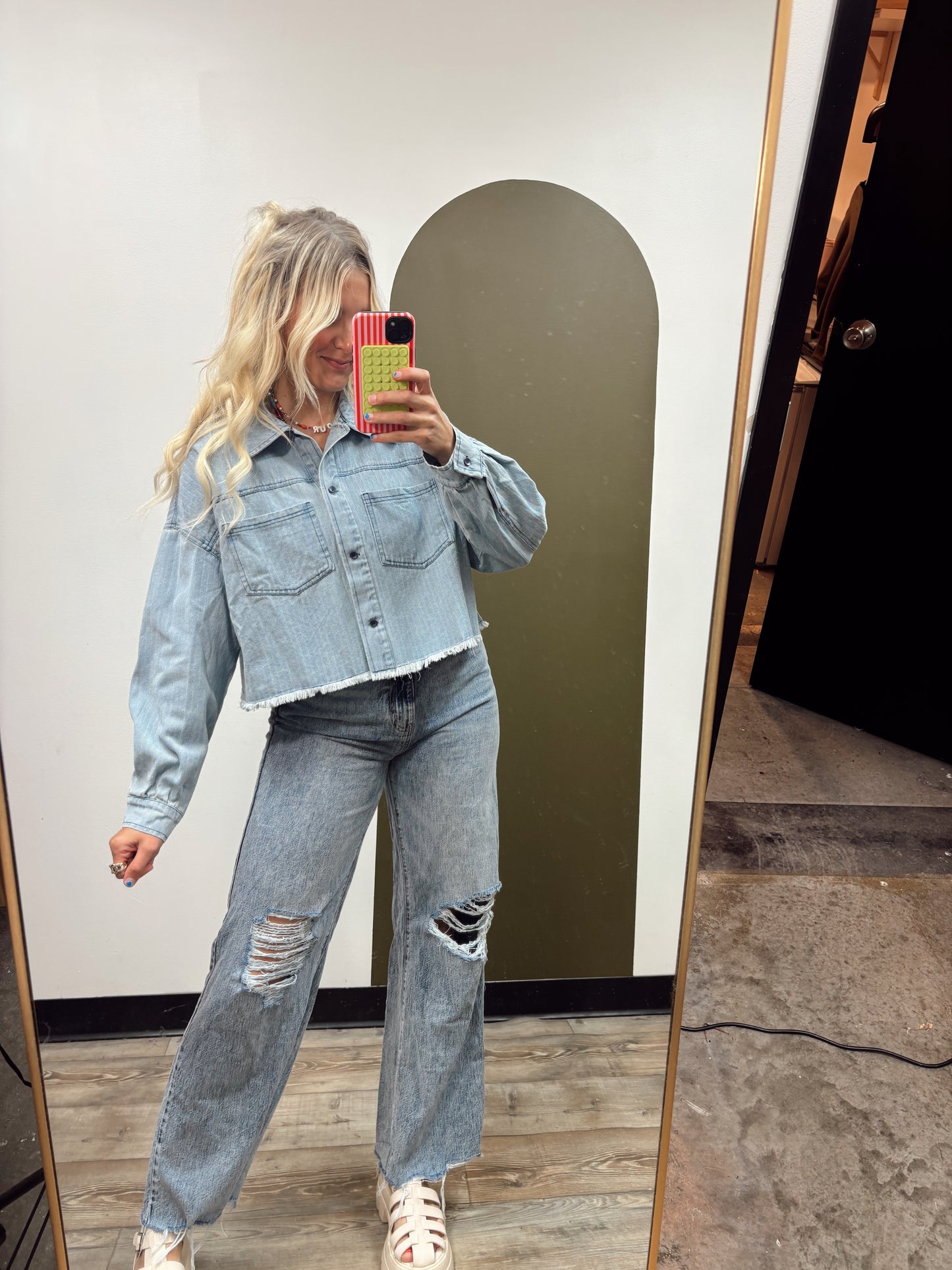 Effortlessly Chic Crop Denim Shacket