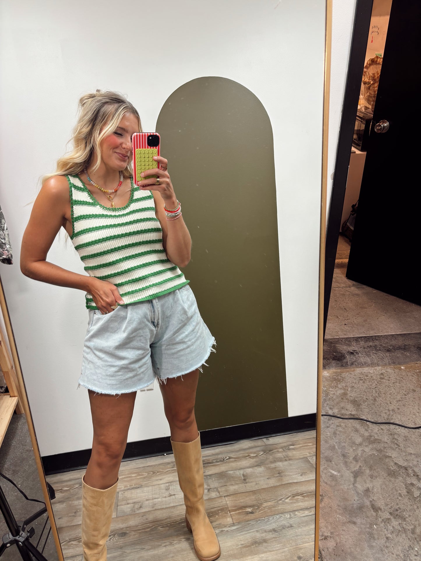 Lyla Stripe Tank (Green)