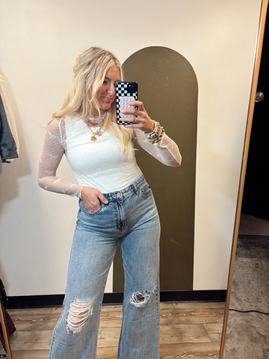 Sheer Bow Top (White)