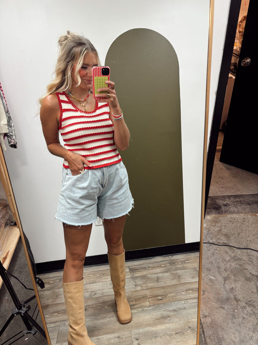 Lyla Stripe Tank (Red)