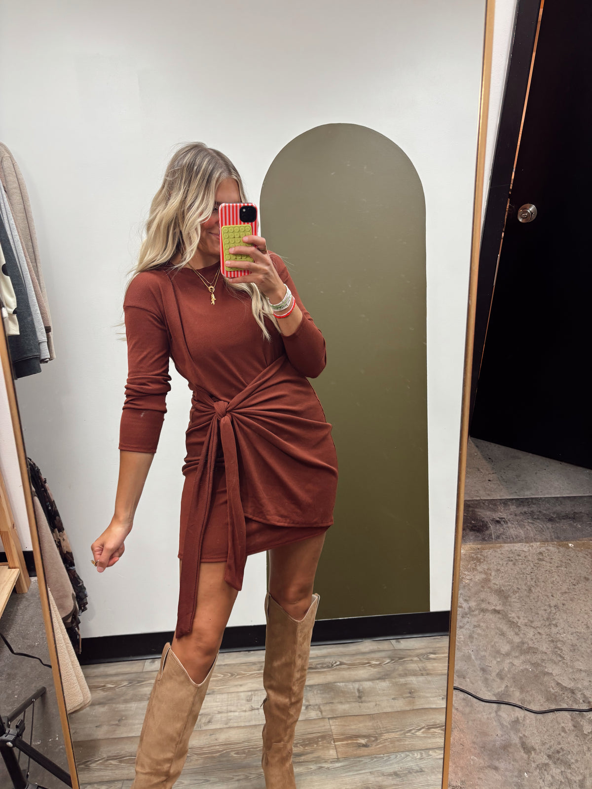 Lucia Wrap Tie Dress (Wine)