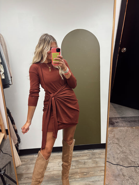 Lucia Wrap Tie Dress (Wine)