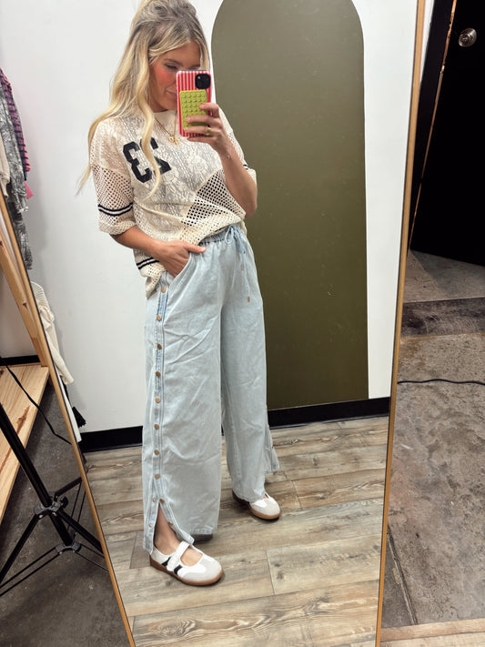 Cool Casual Button Chambray Pant
